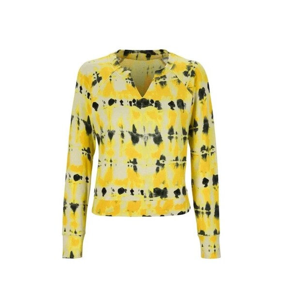 Women's Cabi # 6122 ATOMIC SWEATSHIRT Yellow/Black V-Neck Long Raglan Sleeve S - Picture 1 of 10